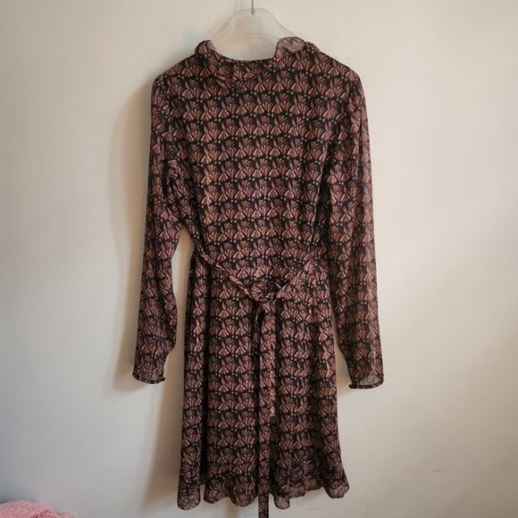 ARITZIA | Wilfred Louise wrap dress metallic  brown ruffle sz S - Picture 4 of 8